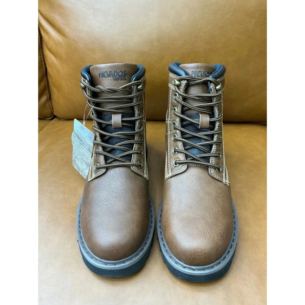 Nevados Rodney Work Boots Mens 8M Reddish Brown New Rugged Utility Lace Up